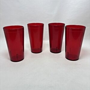 Vtg 4 Plastic Restaurant Cup 16oz Continental Carlisle 5216 USA Red 90s Tumbler